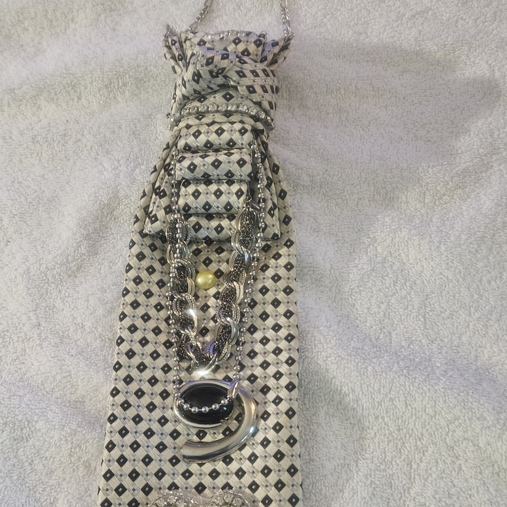 Elegant Black and White Patterned Scarf